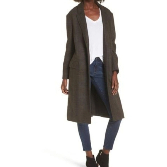 Lightweight Longline Coat Wool Blend Lined Pockets M - Picture 1 of 12